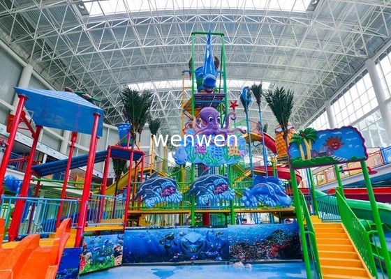 Công viên giải trí đầy màu sắc Water House Aqua Playground Chất liệu sợi thủy tinh Bền