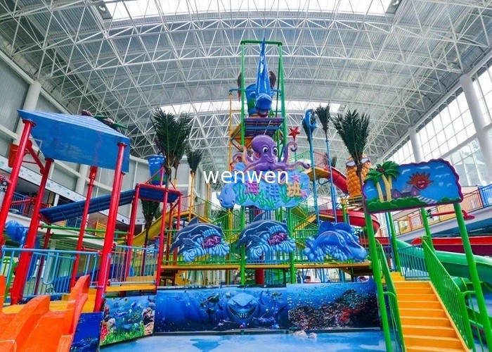 Công viên giải trí đầy màu sắc Water House Aqua Playground Chất liệu sợi thủy tinh Bền